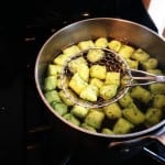 Cooking Wild Garlic Gnocchi in salted water.