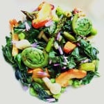 Chicken Mushrooms with Spring Vegetables, Ramps and Wild Greens