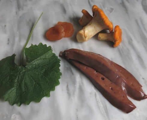 ingredients for veal liver and sweet chanterelle sauce