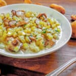 creamed wild chanterelle mushrooms with sweet corn and chervil