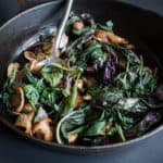 Wilted Amaranth With Summer Mushrooms and Garlic