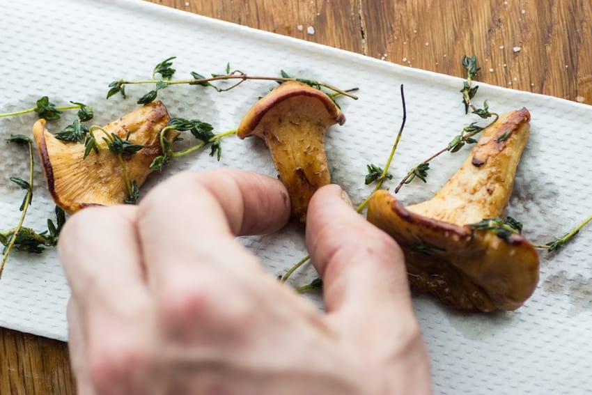 white chanterelles roasted with thyme