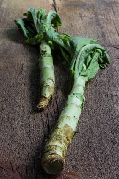 celtuce on a board 