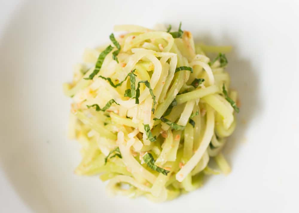 Celtuce Slaw with Sunflower Dressing 