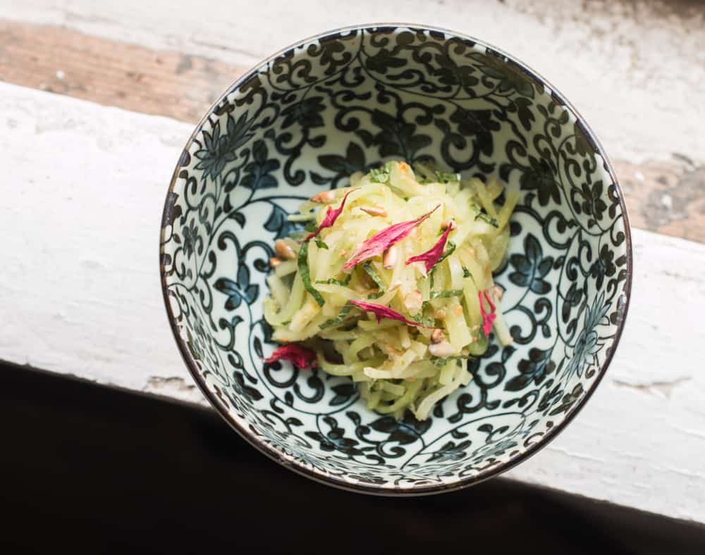 Celtuce Slaw with Sunflower Dressing