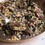 bacon fat gizzard confit with grains nettles and ramps