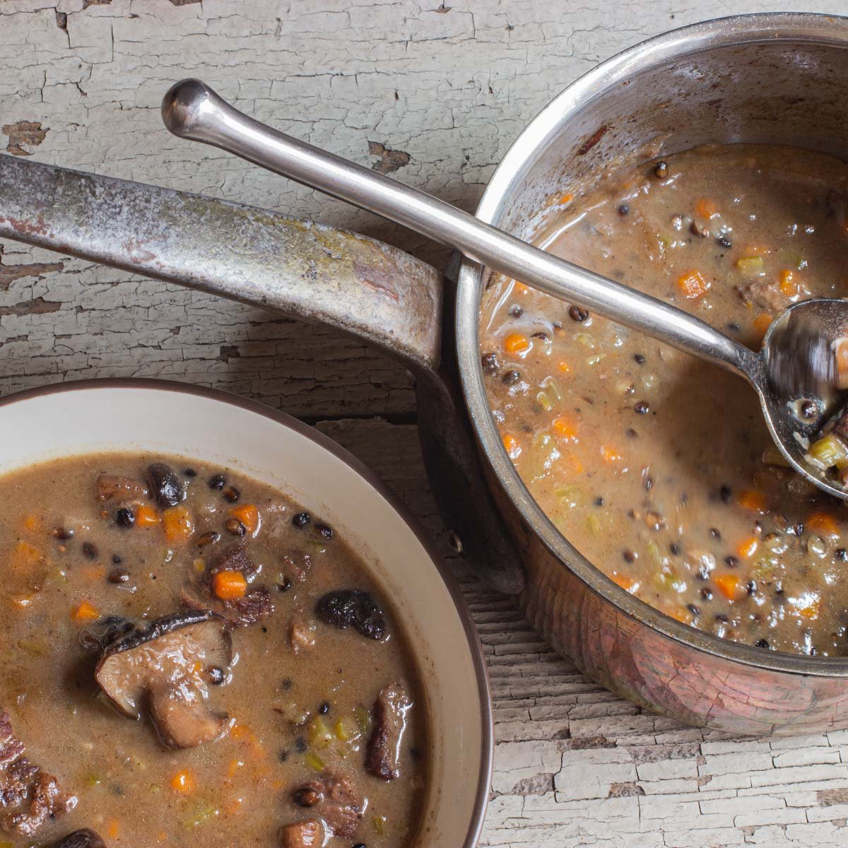 Bison-Black Barley Stew, With Fried Chicken Mushrooms-5