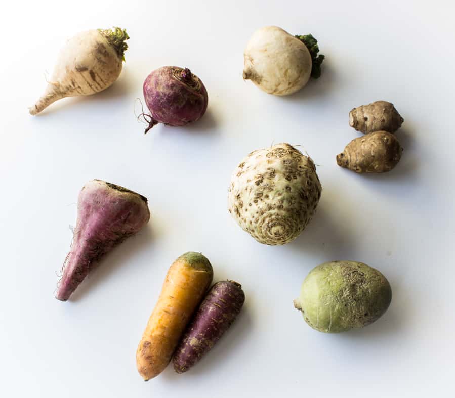 various root vegetables 