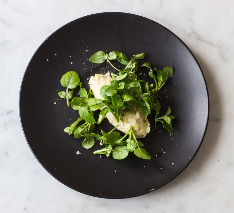 celery root salad with chickweed and watercress