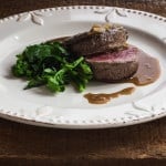 Bison Tenderloin with wintercress buds and anchovy sauce