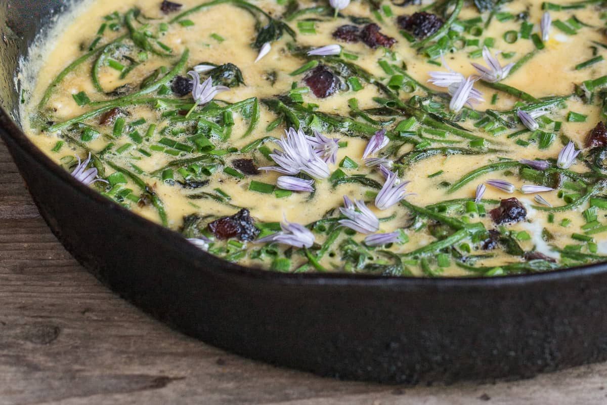 Hop shoot frittata recipe