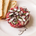 Beef Tartare with dead man's fingers xylaria polymorpha