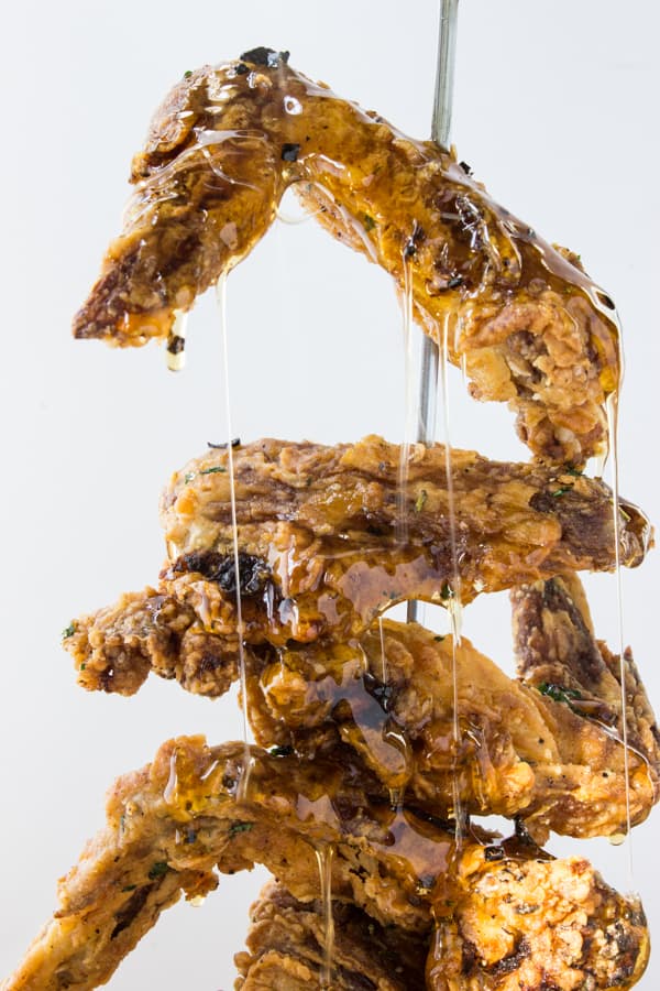 Fried chicken wings with black truffle honey 