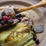 Goose confit with wild blackcap raspberry sauce and polenta