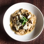 Honey mushrooms with squash ravioli, brown butter and spinach