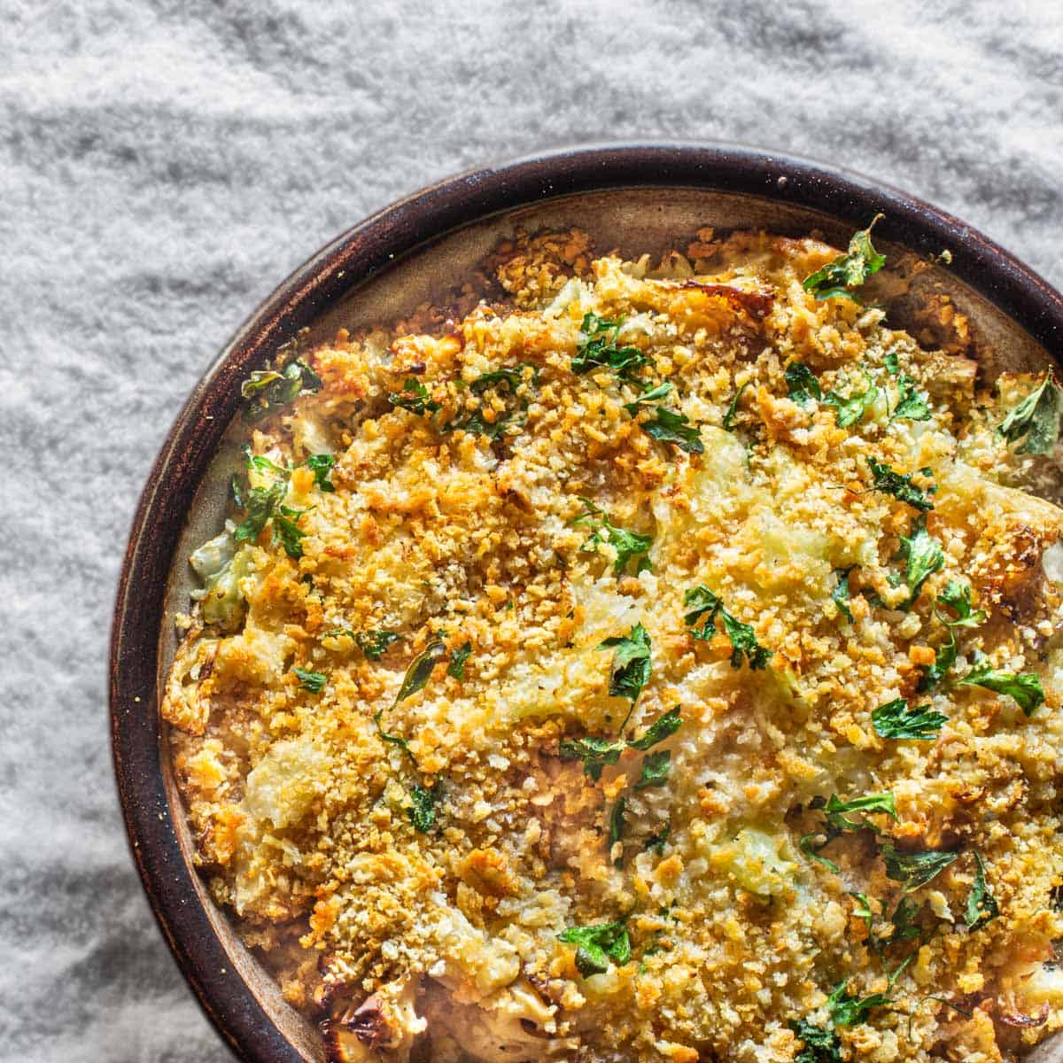 Cauliflower mushroom gratin