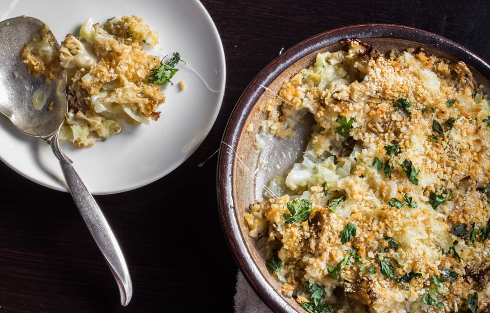 Cauliflower mushroom gratin