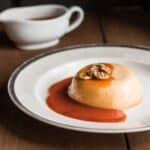 Paw Paw Panna Cotta with Wild Plum Sauce on a plate