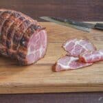 Ham cured with pine needles
