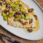 Turkey Scallopine With Favas and Mousseron Mushrooms