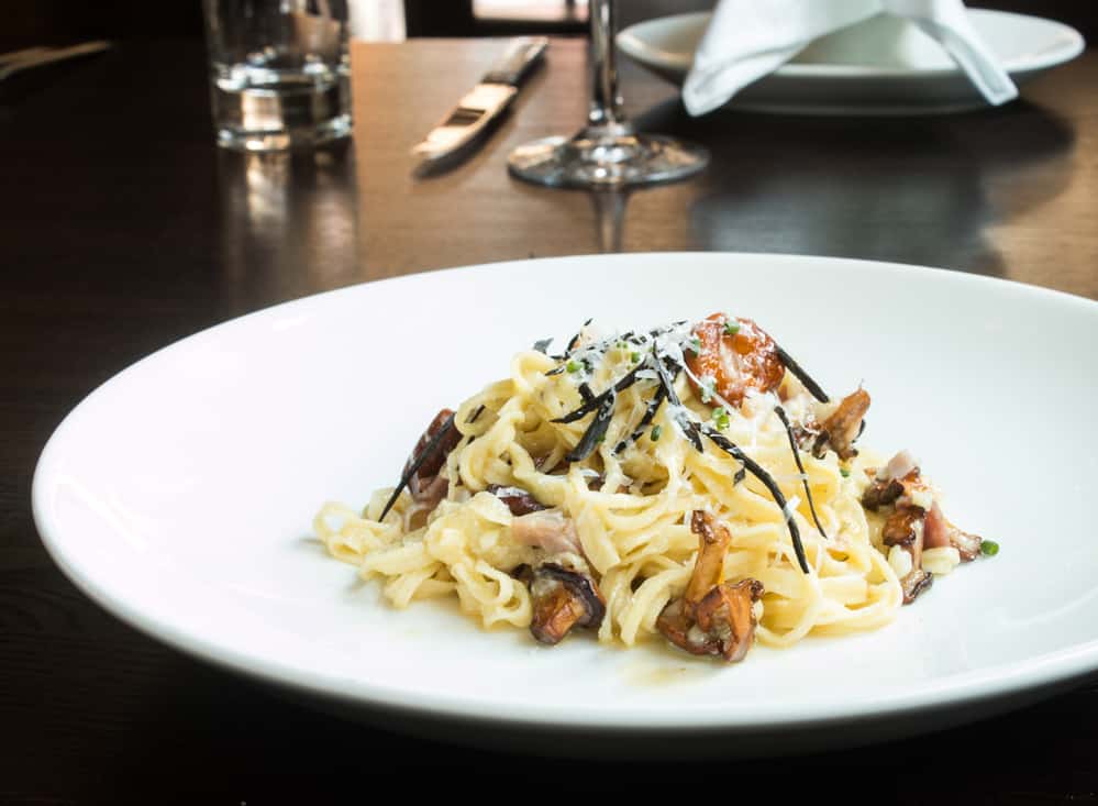 Carbonara of Chanterelle and Black Trumpet Mushrooms