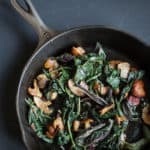 Wilted Amaranth With Summer Wild Mushrooms and Chesnok Garlic