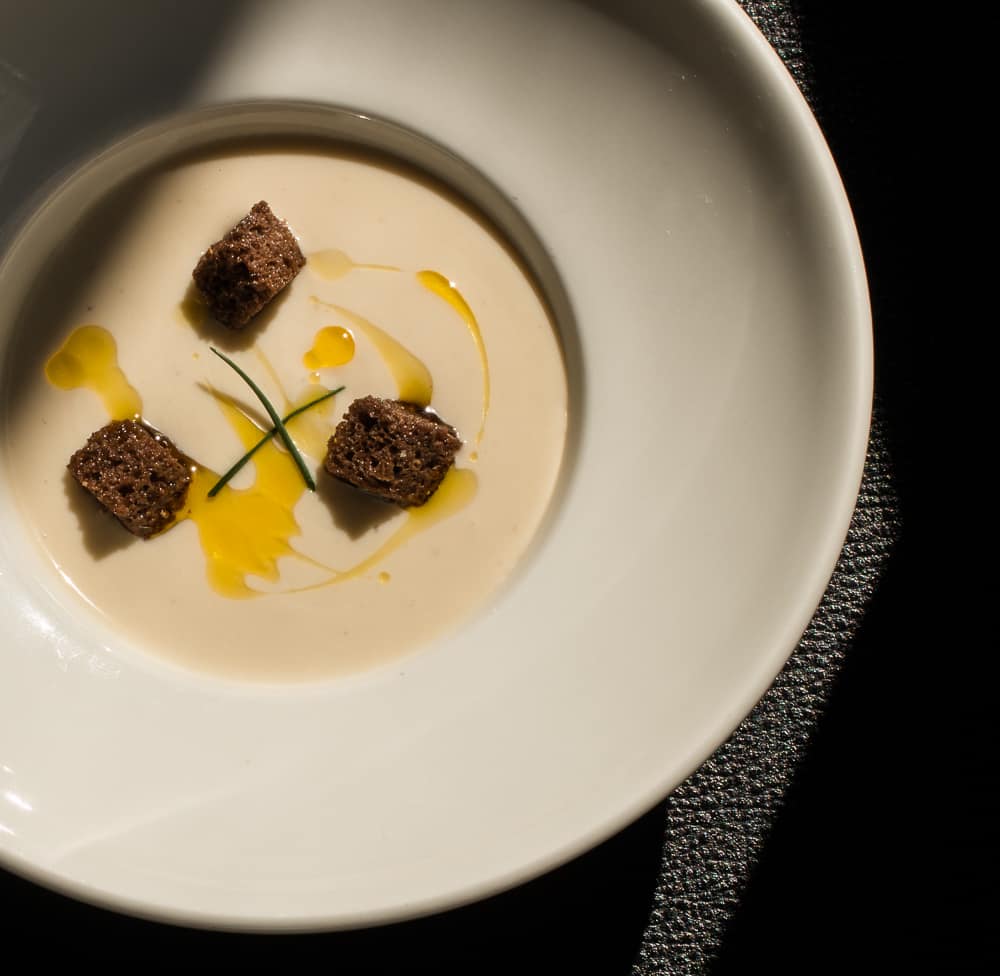 Spring dug parsnip soup with acorn oil