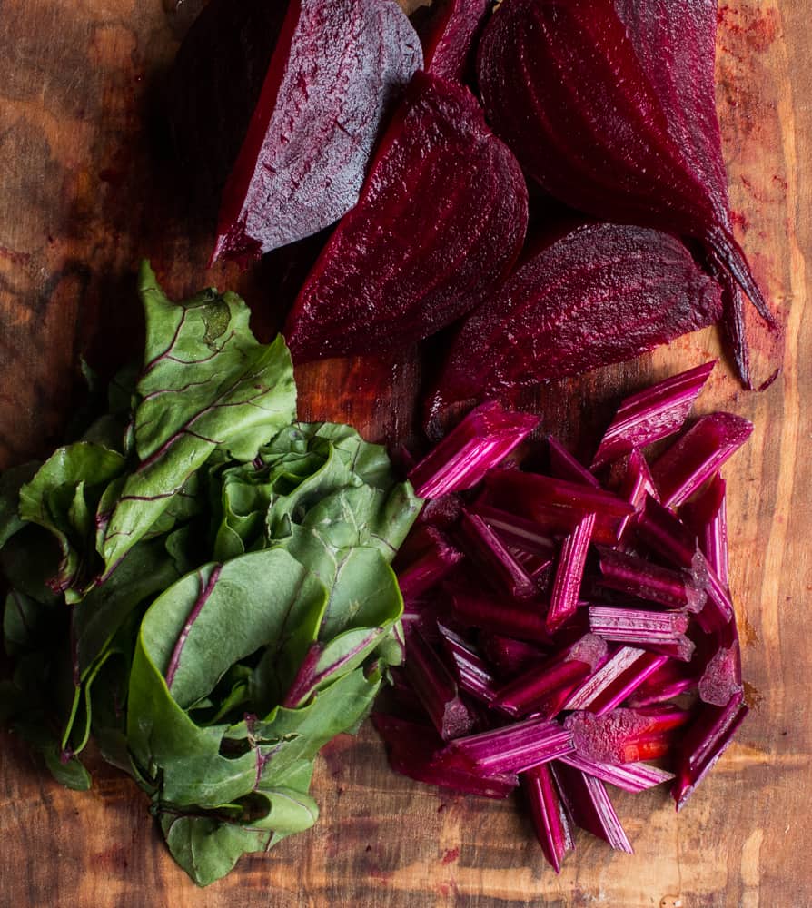Roasted Beets, Their Leaves and Stems