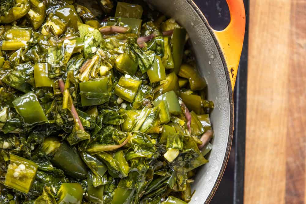 Cooking fermented ramp leaf sriracha