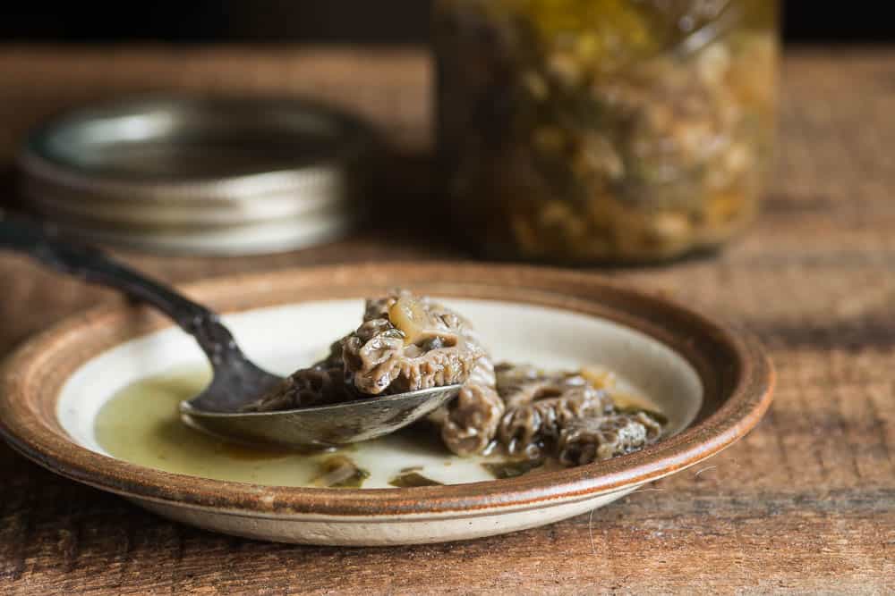 Morel mushroom and ramp preserves