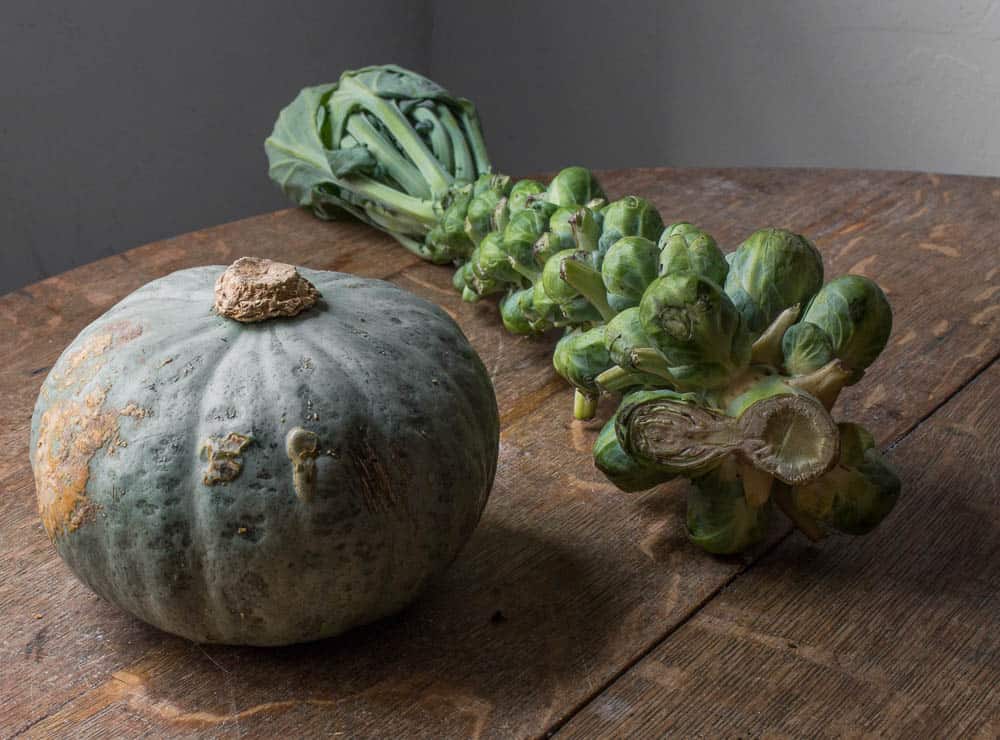 Brussels sprouts and kabocha squash from the st paul farmers market 2017