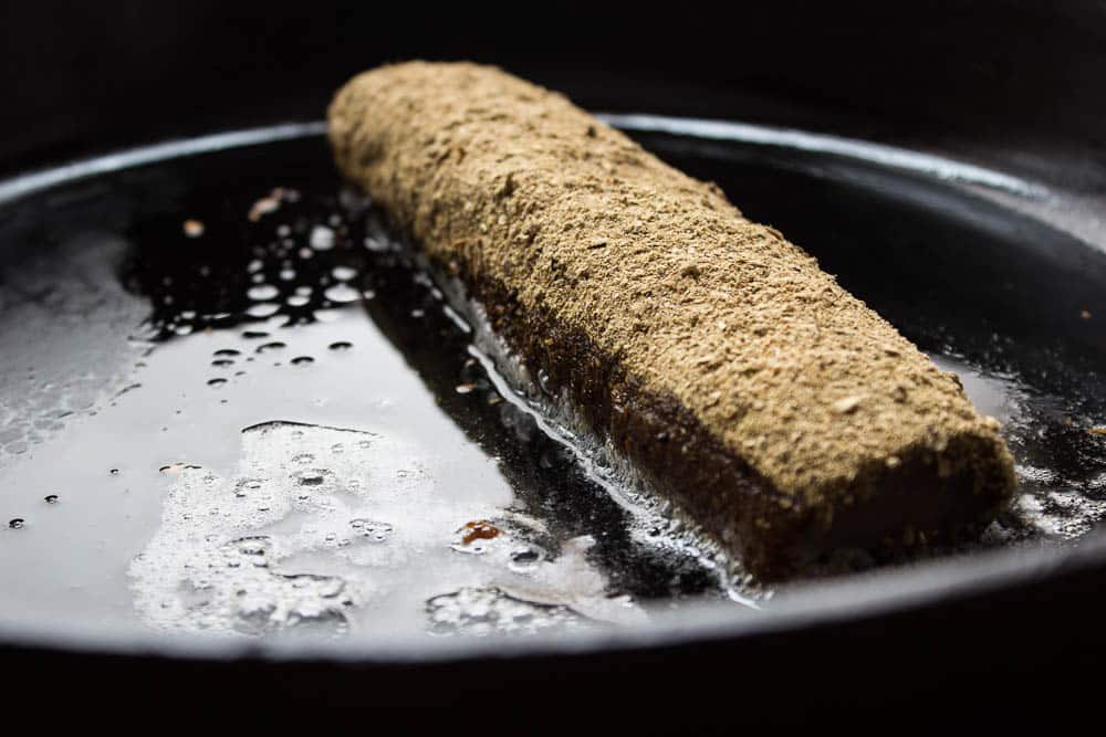 Pork tenderloin crusted with Suillus mushrooms 