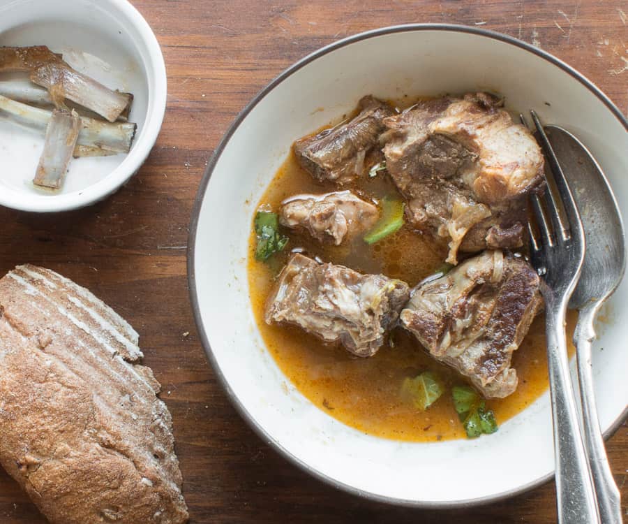 Traditional bone in goat pepper soup