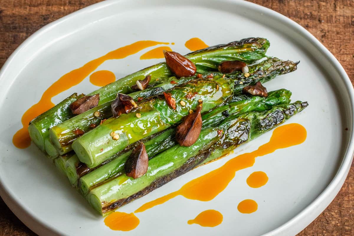 Marinated hosta shoots salad