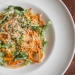 Linguine with cordyceps, watercress, and chives