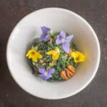 Japanese violet greens salad with hickory nuts