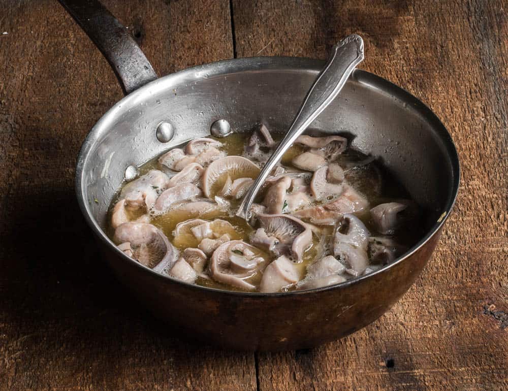 Blewit mushrooms preserved in walnut oil