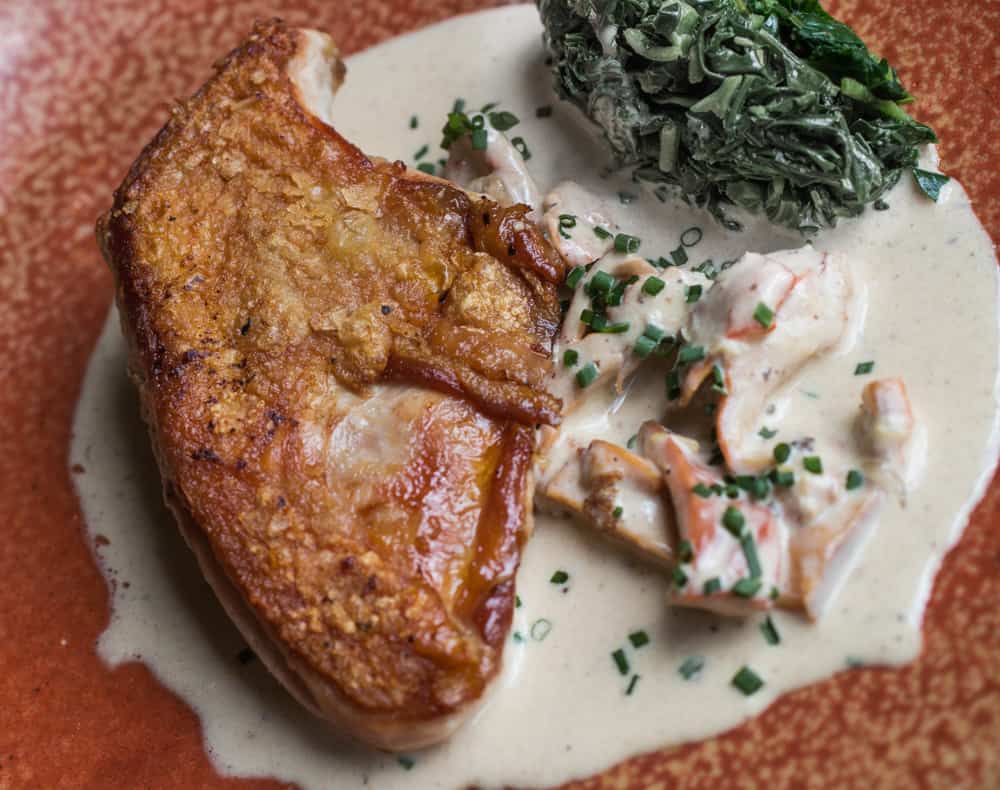 Pheasant with chicken of the woods mushroom lemon cream