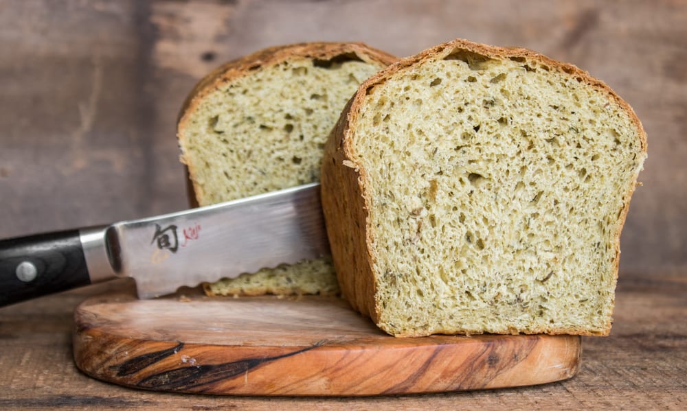 Wild herb brioche made with ramp leaves and bergamot