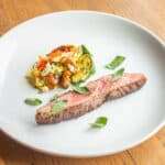 Flank Steak with Vietnamese Coriander and Lobster Mushroom Hash