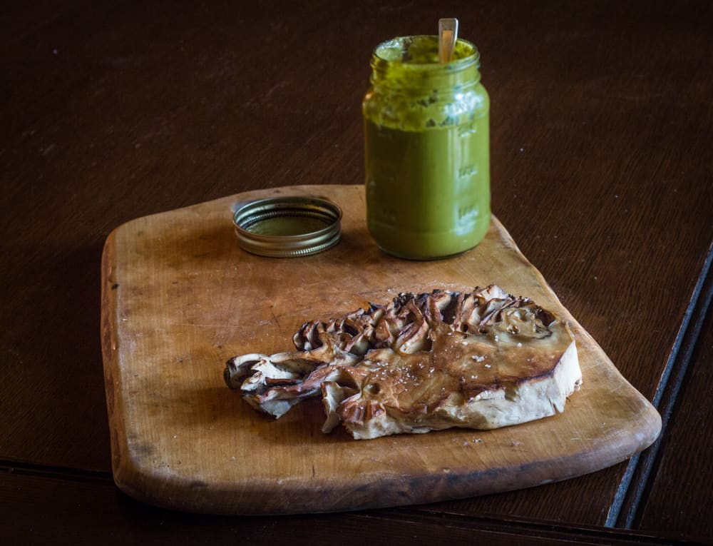 Grilled maitake mushroom steaks