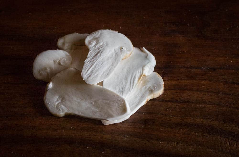 Raw matsutake mushrooms sliced