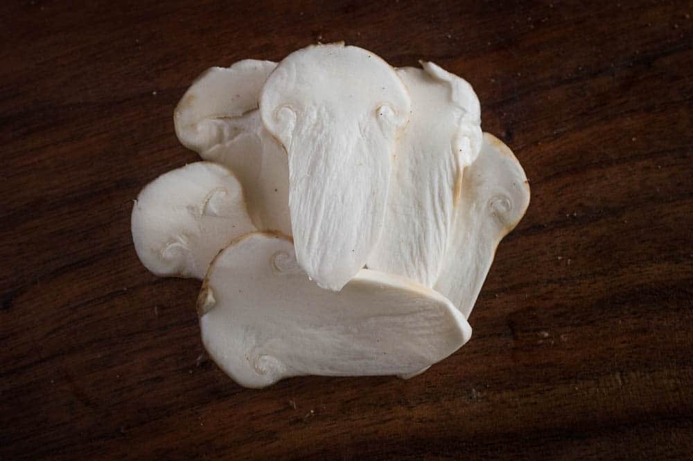 Raw matsutake mushrooms sliced
