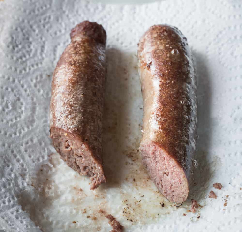 Smoked lamb heart sausages