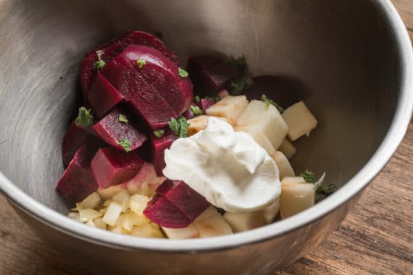 Roasted Beets and Apples With Yogurt and Angelica Leaves Recipe