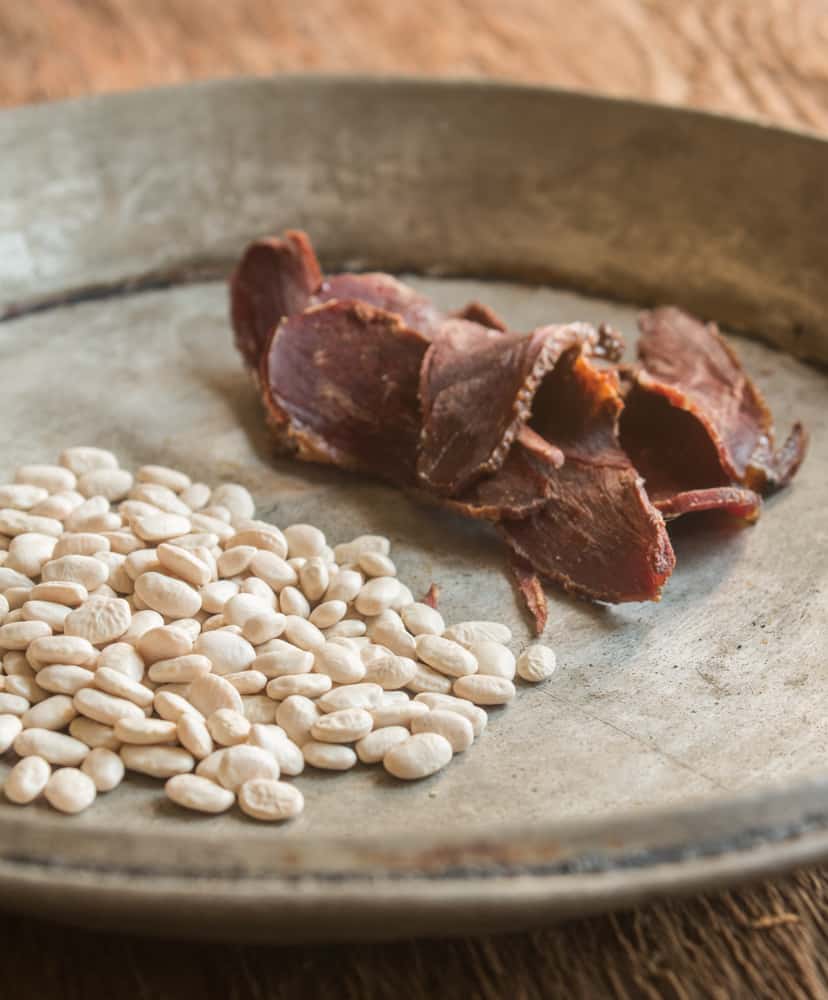 Tepary beans and dried, smoked goose for soup 