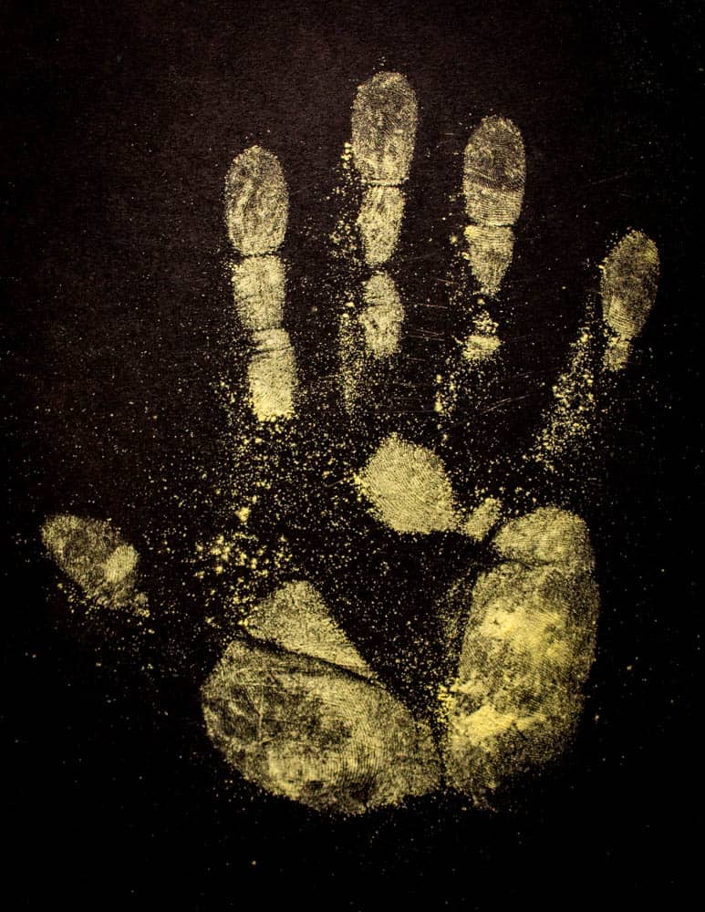 Pine pollen handprint 