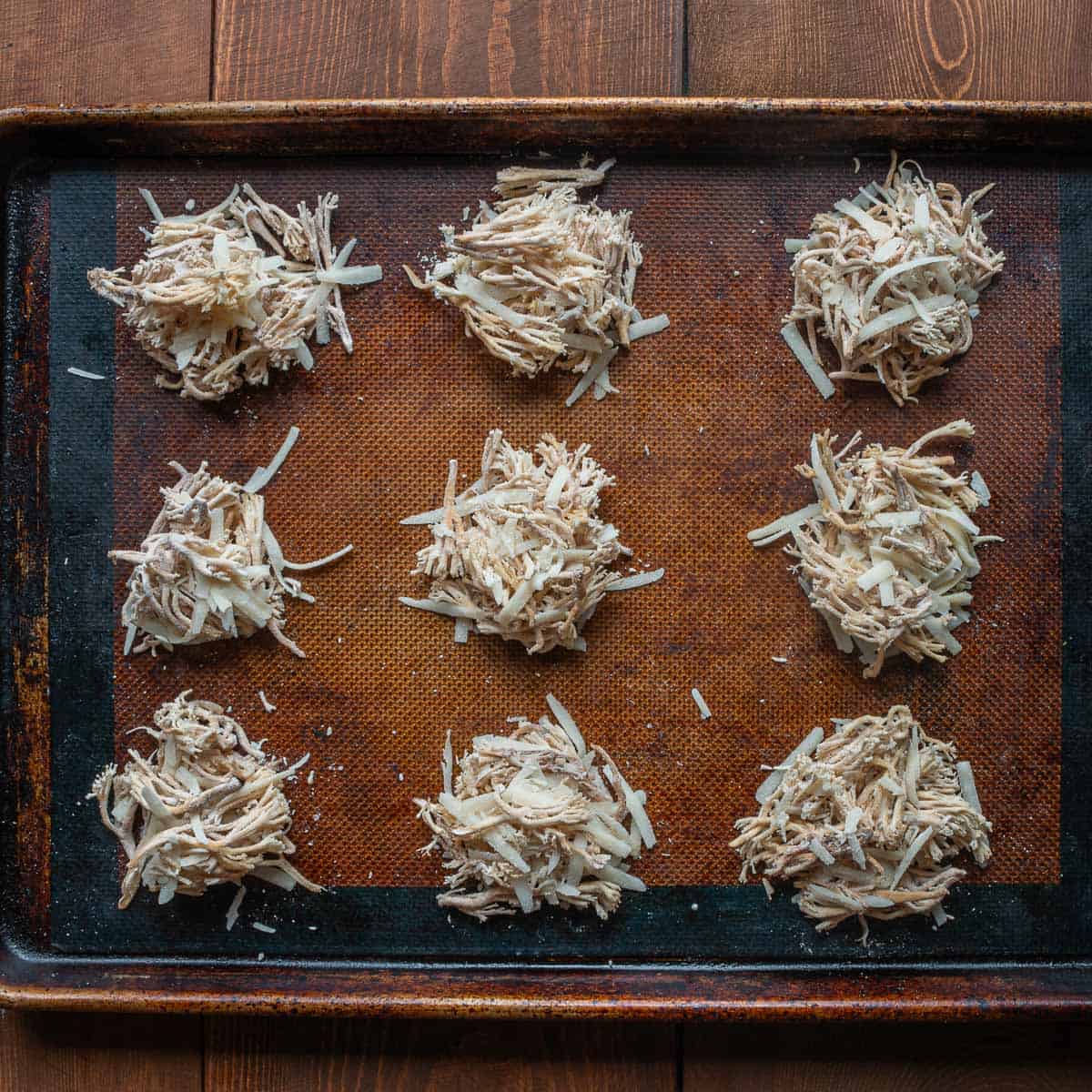 Baking Crown Tipped Coral Mushroom-Parmesan Crackers
