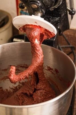 Mixing blood bread dough