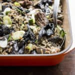 Parched wild rice with sharptail grouse, dried ramps, and blue chanterelles